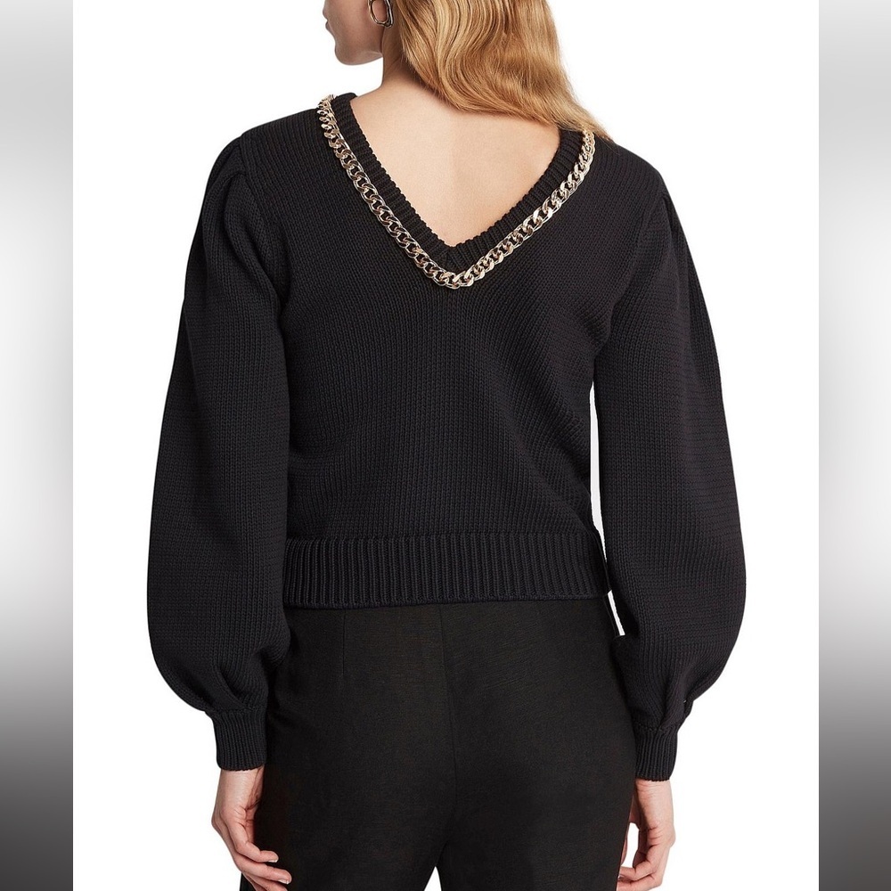 AJE Elle Chain Open Back Knit Jumper in Black Size XS - Picture 4 of 16